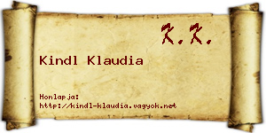 Kindl Klaudia névjegykártya